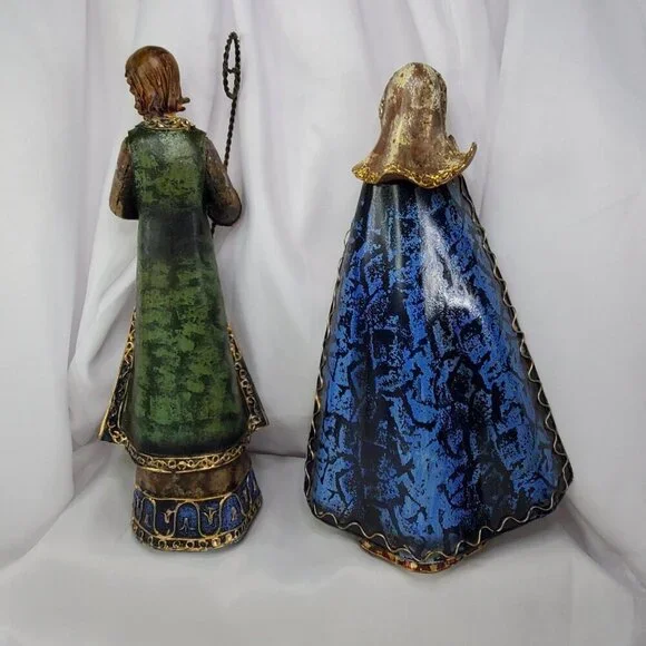 4 Hand-Painted Polystone Nativity Figurines Metal Capes Made in Italy 12" Tall - Picture 10 of 12